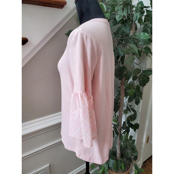 Crown & Ivy Womens Pink Cotton Long Sleeve Round Neck Top Blouse Size Small - Picture 5 of 10